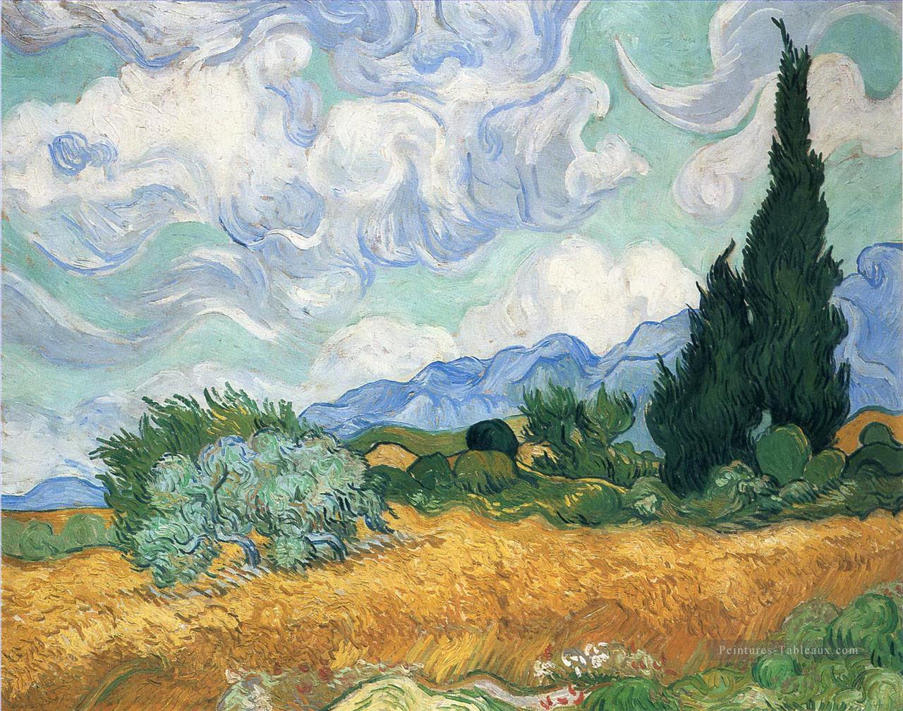 Champ de blé avec un cyprès Vincent van Gogh Peintures à l'huile